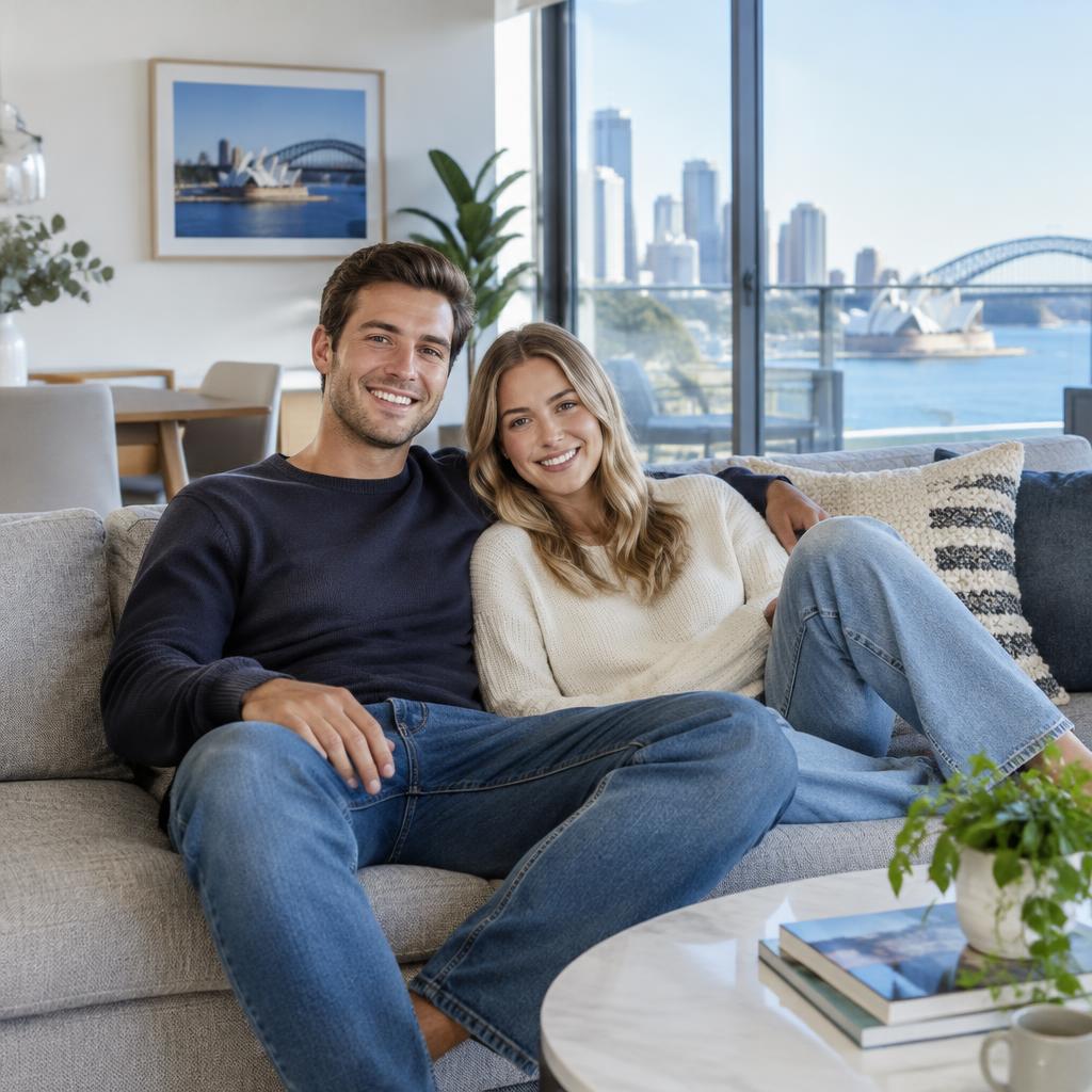 Happy customers in their clean home